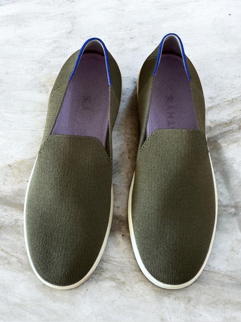 Rothy’s Olive Green Slip-On Sneakers Sz 7.5